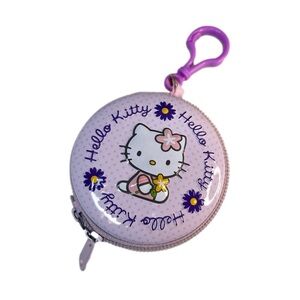 Hello Kitty Tin Key Chain Backpack Tag Zipper Purse Pouch